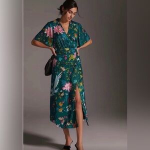 Maeve by Anthropologie green floral dress.